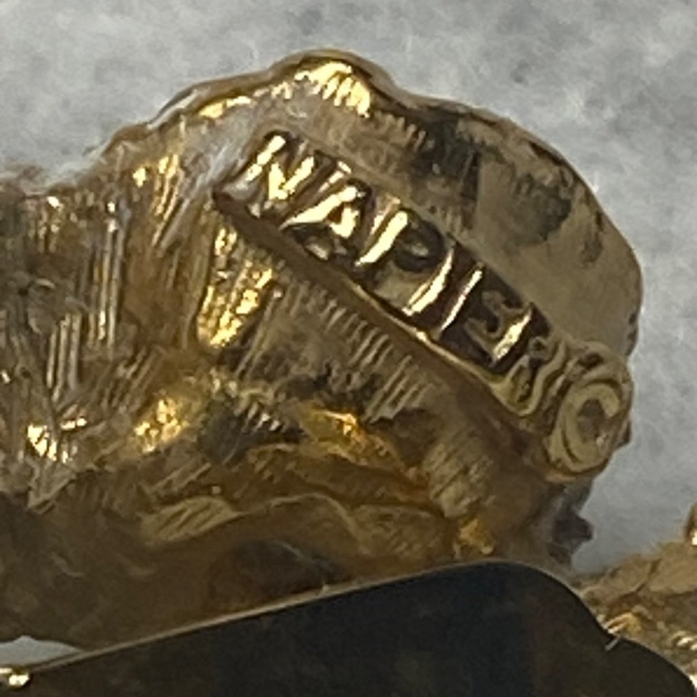 Napier Vintage Clip-on Earrings Metal with White Gold Color Painted Ruffle Edges - Picture 16 of 16